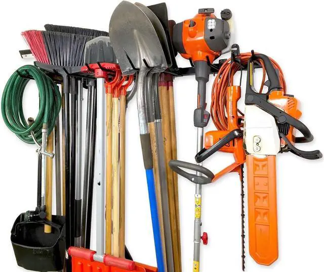 Alt view image 6 of 7 - StoreYourBoard Tool Storage Rack Heavy Duty Garage Tool Organizer Wall Mount for Garden Tools, Rakes, Shovels, Garage Hooks, Steel Gear Hanger Holds 300 lbs