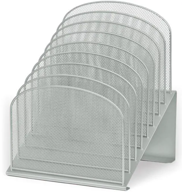 Main image of Safco Onyx 8-Tiered Desk Organizer, Vertical File Organizer for Home, Office, Classroom & More, Steel Mesh Construction, Silver