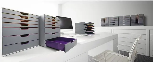 Alt view image 6 of 7 - Durable Varicolor 10 Drawer Unit - Gray Desktop Drawer Set with 10 Color Coded Draws - Letter to Folio Size Files - Perfect for Storing Documents and Paper Work