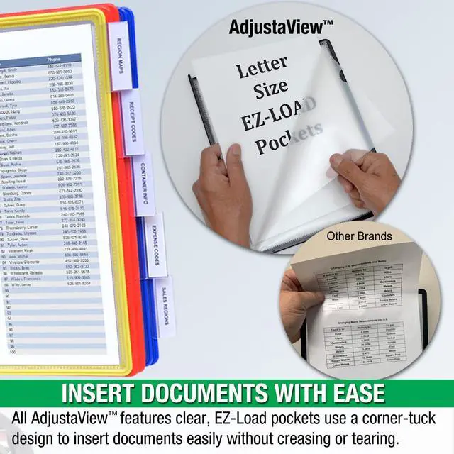 Alt view image 6 of 7 - Ultimate Office AdjustaView 20-Pocket Desk Reference Organizer with Easy-Load Pockets and Compact Weighted Base for Stability (Colored Pockets)