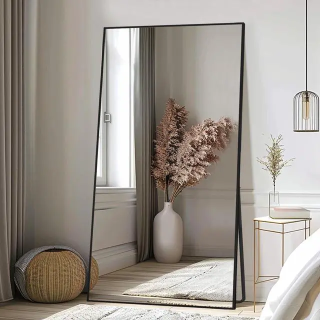 Main image of Beauty4U Full Length Mirror 76" x 34", Large Floor Mirror with Stand, Wall Mounted or Leaning, HD Tempered Glass Full Body Mirror for Bedroom, Living Room, Entryway, Black Frame