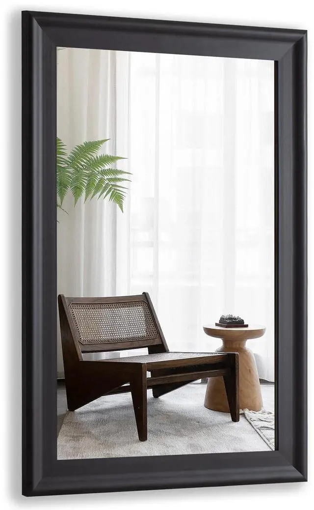 Main image of CULER Black Wood Wall Mirror for Bathroom,Rectangle Rustic Large 30 x 48 inch Hanging Vanity Mirrors with Wooden Frame for Living Room,Bedroom,Entryway