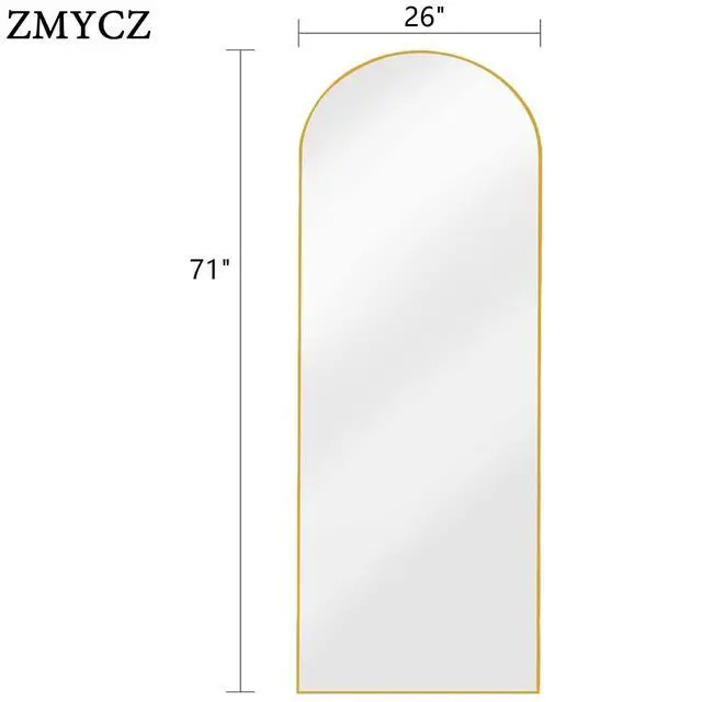 Alt view image 2 of 7 - ZMYCZ Mirror Full Length, 71"x26" Arched Full Length Mirror, Arch Mirror with Stand, Large Standing Mirrors, Oversized Full Body Mirrors with Aluminum Frame for Bedroom, Living Room (Gold)