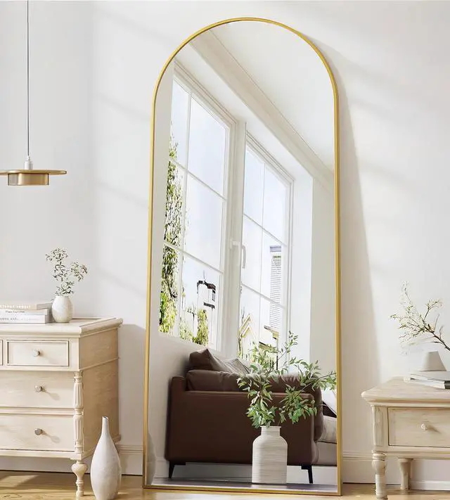 Main image of ZMYCZ Mirror Full Length, 71"x26" Arched Full Length Mirror, Arch Mirror with Stand, Large Standing Mirrors, Oversized Full Body Mirrors with Aluminum Frame for Bedroom, Living Room (Gold)