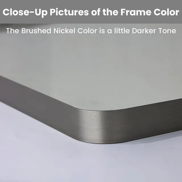 Alt view image 3 of 7 - LOAAO 30X36 Inch Brushed Nickel Bathroom Mirror, Rounded Rectangle Silver Metal Frame Mirror, Brushed Nickel, Anti-Rust, Shatter Proof, Hangs Horizontally or Vertically