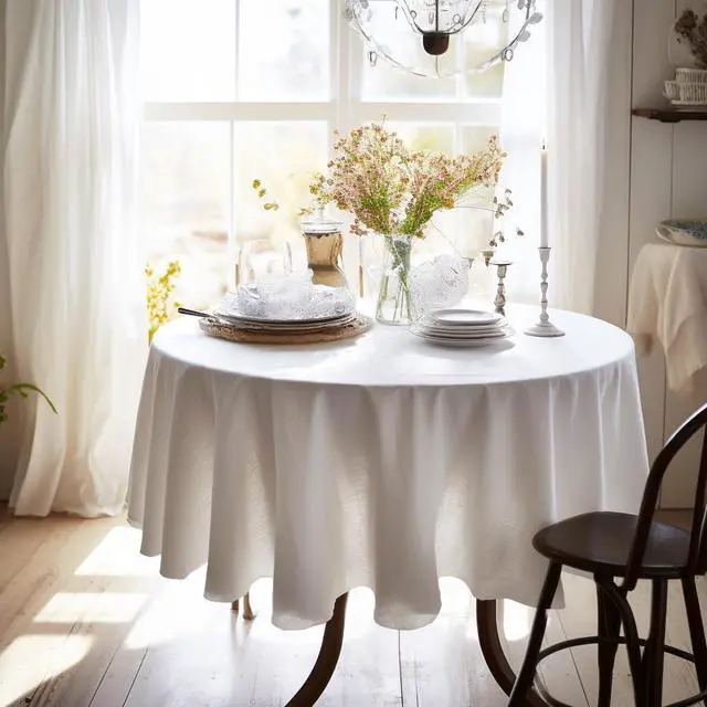 Main image of EVERLY 100% Pure Linen Round Tablecloths 90Inch Round Machine Washable Tablecloth for Thanksgiving,Decorative Halloween,Buffet Parties,Picnic,Events,Weddings and Restaurants-White