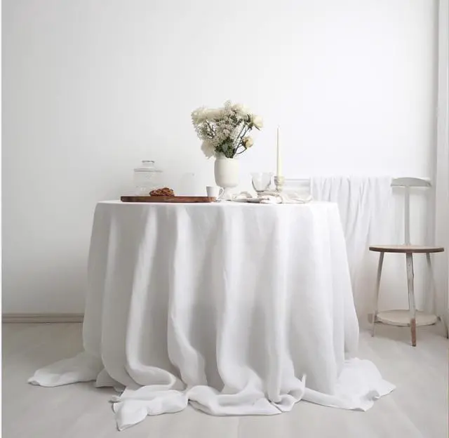 Alt view image 2 of 7 - EVERLY 100% Pure Linen Round Tablecloths 90Inch Round Machine Washable Tablecloth for Thanksgiving,Decorative Halloween,Buffet Parties,Picnic,Events,Weddings and Restaurants-White