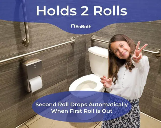 Alt view image 3 of 7 - Commercial Toilet Paper Dispenser (2-Pack), 2 Roll Stainless Steel Toilet Paper Holder. Wall Mount, Locking Tissue Dispensers for Bathroom/Restroom