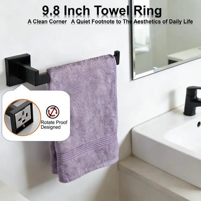 Alt view image 3 of 7 - Bathroom Hardware Set 20 Piece Matte Black Bathroom Accessories Set SUS304 Towel Bar Set Includes 4 Towel Bar 24 Inch+4 Towel Holder+4 Toilet Paper Holder+8 Towel Hooks (20, Matte Black, 24 Inch)