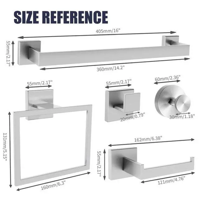 Alt view image 5 of 7 - UPRONE Bathroom Hardware Accessories Set: Bath Towel Bar Set, Towel Racks for Bathroom Wall Mounted, SUS304 Stainless Steel (Brushed Nickel, 12-Pieces)