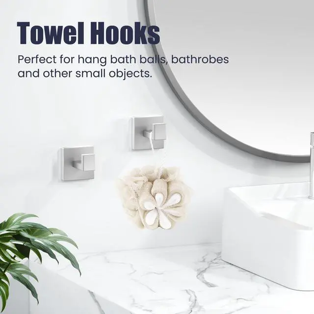 Alt view image 7 of 7 - UPRONE Bathroom Hardware Accessories Set: Bath Towel Bar Set, Towel Racks for Bathroom Wall Mounted, SUS304 Stainless Steel (Brushed Nickel, 12-Pieces)