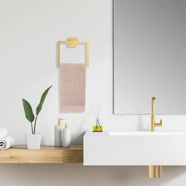 Alt view image 4 of 7 - TURS 10-Piece Bathroom Hardware Accessories Set Brushed Gold Towel Bar Holder Set SUS304 Stainless Steel Towel Racks for Bathroom Wall Mounted, 23.6-Inch