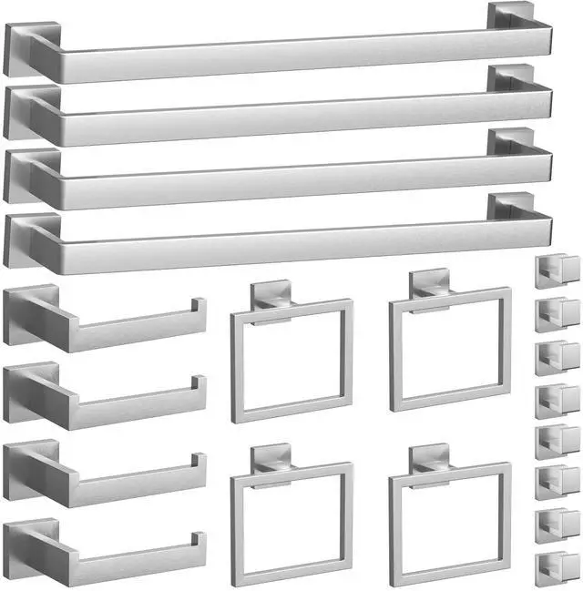 Main image of 20-Pieces Brushed Nickel Bathroom Accessories Set, 23.6 Inch Bath Towel Bar Set, Stainless Steel Bathroom Hardware Set, Towel Racks for Bathroom Wall Mounted.