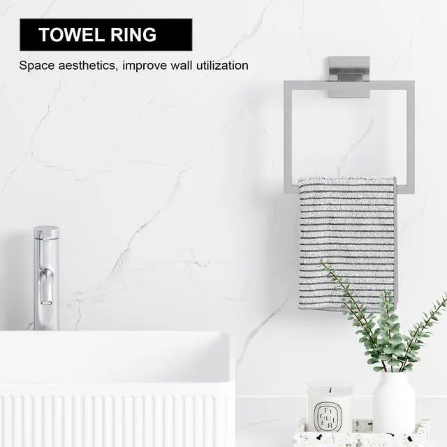 Alt view image 5 of 6 - 20-Pieces Brushed Nickel Bathroom Accessories Set, 23.6 Inch Bath Towel Bar Set, Stainless Steel Bathroom Hardware Set, Towel Racks for Bathroom Wall Mounted.