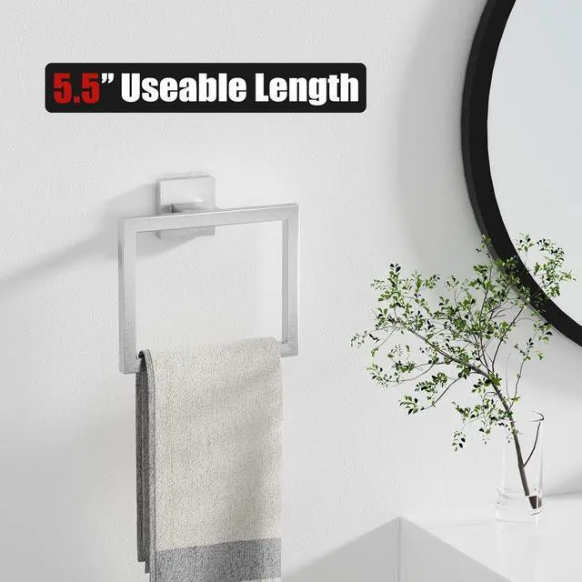 Alt view image 4 of 7 - 20-Piece Brushed Nickel Bathroom Accessories Set 23.6" Towel Bar, Towel Ring, Toilet Paper Holder & Hooks, Wall Mounted Bathroom Hardware, Rust & Corrosion-Resistant, Ideal for Modern Bathrooms