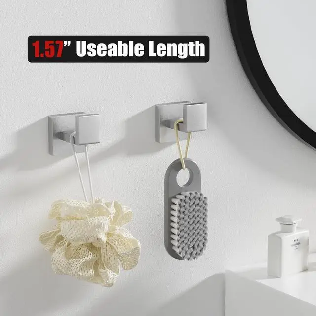 Alt view image 6 of 7 - 20-Piece Brushed Nickel Bathroom Accessories Set 23.6" Towel Bar, Towel Ring, Toilet Paper Holder & Hooks, Wall Mounted Bathroom Hardware, Rust & Corrosion-Resistant, Ideal for Modern Bathrooms