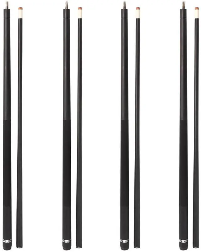 Main image of GSE Games & Sports Expert 58" 2-Piece Fiberglass Graphite Composite Billiard Pool Cue Stick, Set of 4 Pool Cues Sticks, 18/19/20/21 Oz Billiard Cue Sticks (Matte Black)