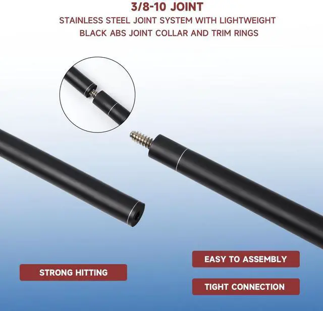 Alt view image 3 of 6 - GSE Games & Sports Expert 58" 2-Piece Fiberglass Graphite Composite Billiard Pool Cue Stick, Set of 4 Pool Cues Sticks, 18/19/20/21 Oz Billiard Cue Sticks (Matte Black)