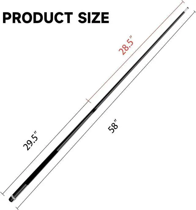Alt view image 4 of 6 - GSE Games & Sports Expert 58" 2-Piece Fiberglass Graphite Composite Billiard Pool Cue Stick, Set of 4 Pool Cues Sticks, 18/19/20/21 Oz Billiard Cue Sticks (Matte Black)