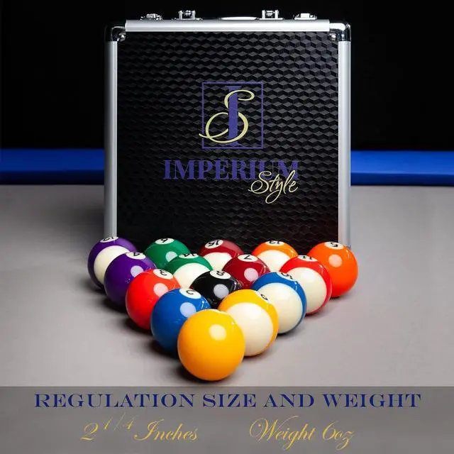 Alt view image 5 of 7 - Imperium Style Pool Balls Billiard Set - Regulation Size - 17 Pc Professional Pool Set w/ Cue Ball and Sleek Black and Silver Case - Multi Colored - Ball Size 2.25" 57.15mm