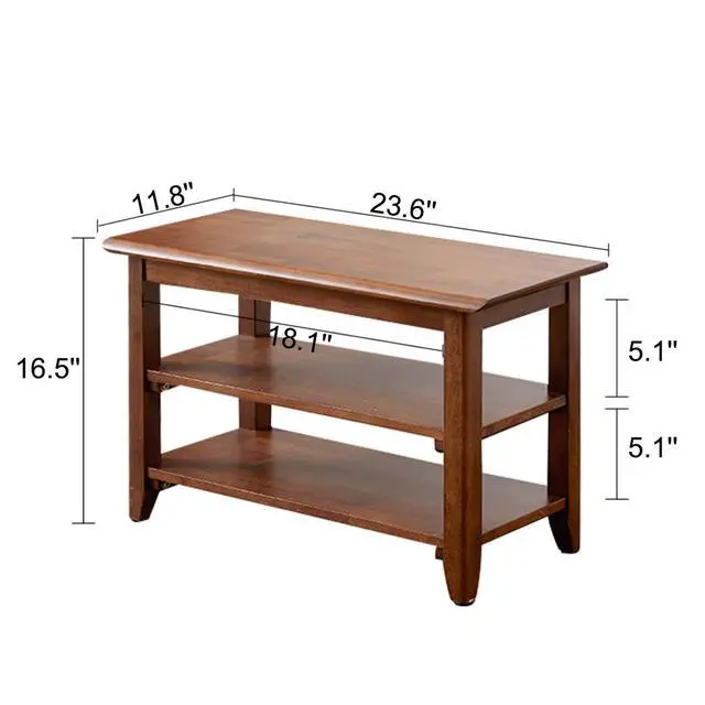 Alt view image 3 of 7 - XKZG Shoe Storage Bench Wooden Shoe Rack Bench Rustic Solid Wood Entryway Bench (Brown,23.6")