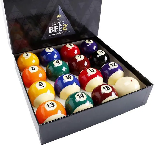 Main image of JAPER BEES Billiard Ball/Pool Ball Set Complete 16balls 2-1/4" Regulation Size&Weight Resin Ball (Deluxe Superior)
