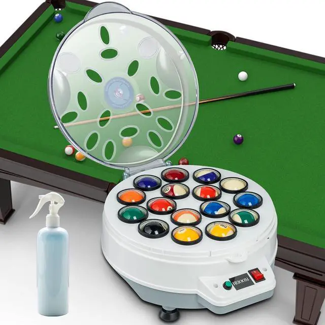 Main image of HEIOOM Pool Ball Cleaner Pool Ball Polishing Cleaning Machine Billiard Ball Cleaner Electronic Pool Balls Polishing with Washing Liquid for 16 Billiard 110V 180V