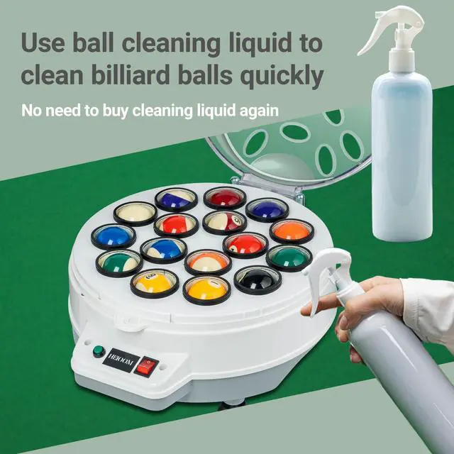 Alt view image 2 of 7 - HEIOOM Pool Ball Cleaner Pool Ball Polishing Cleaning Machine Billiard Ball Cleaner Electronic Pool Balls Polishing with Washing Liquid for 16 Billiard 110V 180V
