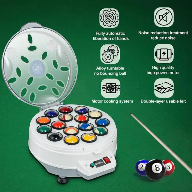 Alt view image 4 of 7 - HEIOOM Pool Ball Cleaner Pool Ball Polishing Cleaning Machine Billiard Ball Cleaner Electronic Pool Balls Polishing with Washing Liquid for 16 Billiard 110V 180V