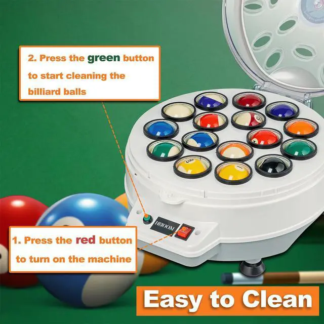 Alt view image 6 of 7 - HEIOOM Pool Ball Cleaner Pool Ball Polishing Cleaning Machine Billiard Ball Cleaner Electronic Pool Balls Polishing with Washing Liquid for 16 Billiard 110V 180V