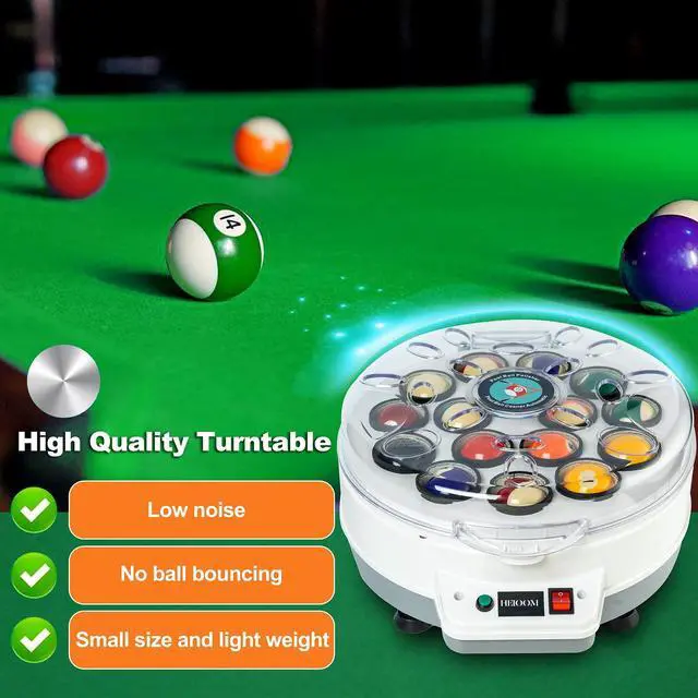 Alt view image 7 of 7 - HEIOOM Pool Ball Cleaner Pool Ball Polishing Cleaning Machine Billiard Ball Cleaner Electronic Pool Balls Polishing with Washing Liquid for 16 Billiard 110V 180V