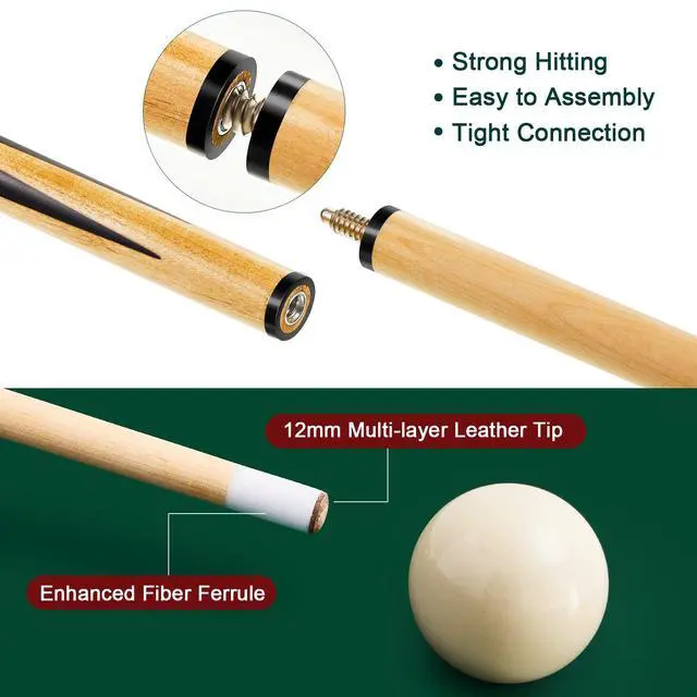 Alt view image 4 of 7 - Outus 71 Pcs Premium Pool & Billiard Table Accessories Set Pool Balls, Cue Sticks with Tips, Triangle Rack, Chalks, Brush Spot Stickers for Home Family & Beginner Practice(Standard Style Balls)