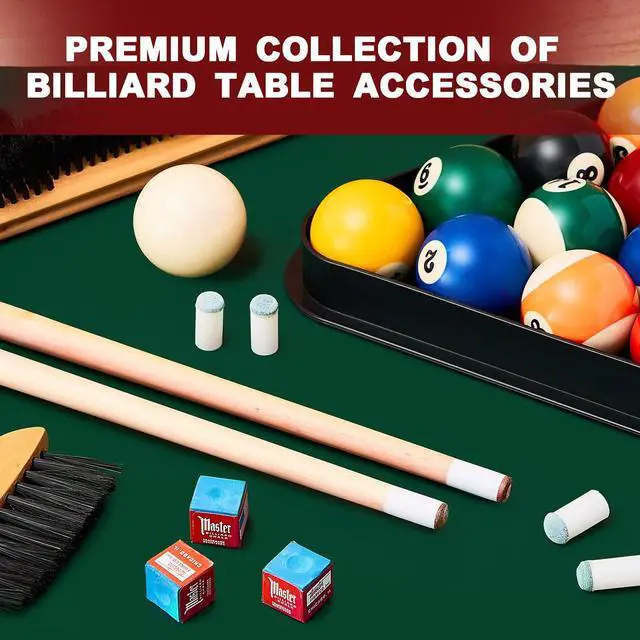 Alt view image 6 of 7 - Outus 71 Pcs Premium Pool & Billiard Table Accessories Set Pool Balls, Cue Sticks with Tips, Triangle Rack, Chalks, Brush Spot Stickers for Home Family & Beginner Practice(Standard Style Balls)