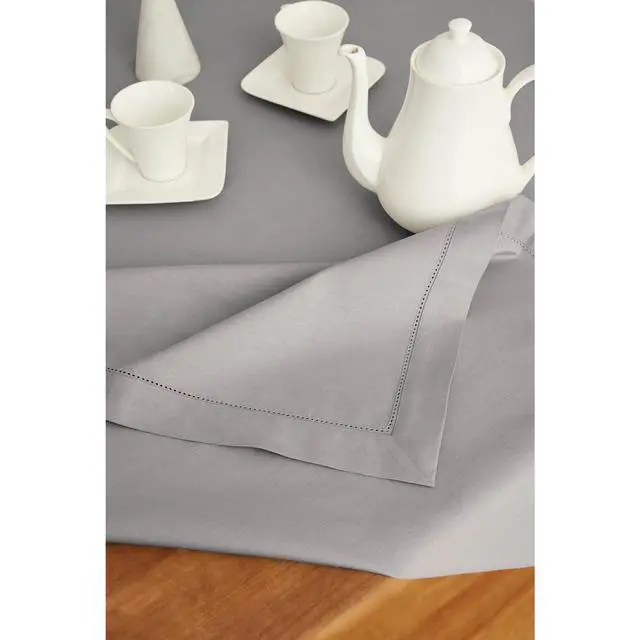 Alt view image 3 of 4 - Solino Home Light Grey Tablecloth 58 x 104 Inch - Cotton Linen Hemstitch Rectangular Tablecloth - Machine Washable Table Cloth for Summer