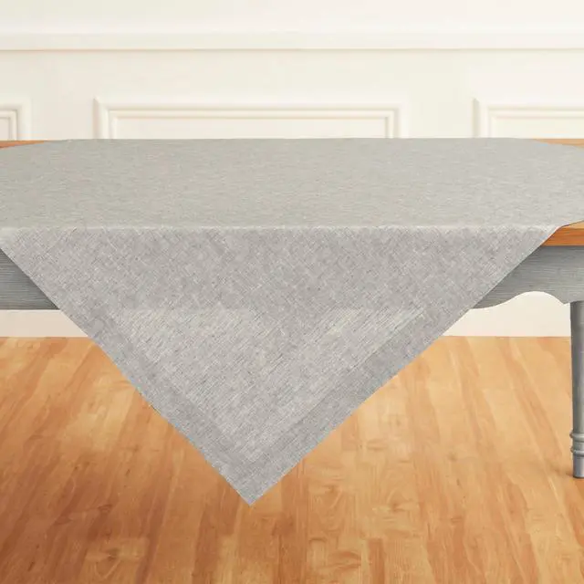 Alt view image 4 of 7 - Solino Home Linen Tablecloth 52 x 52 Inch - 100% Pure Linen Square Table Throw - Athena, Machine Washable Oyster Grey Tablecloth for Summer