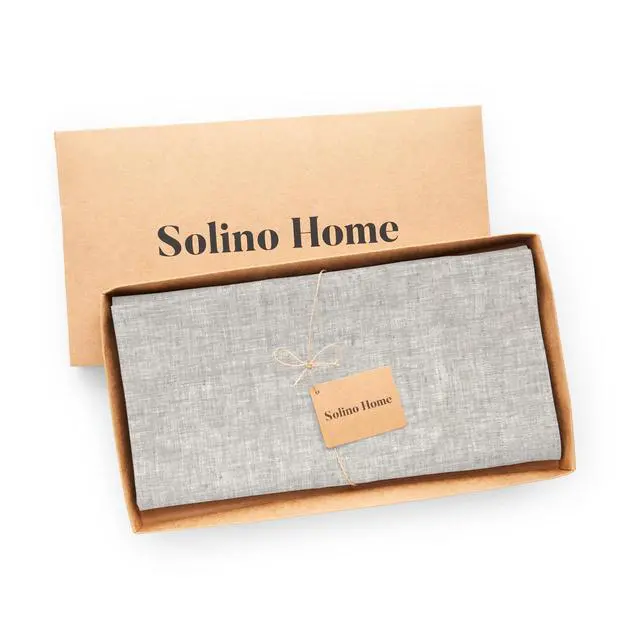 Alt view image 5 of 7 - Solino Home Linen Tablecloth 52 x 52 Inch - 100% Pure Linen Square Table Throw - Athena, Machine Washable Oyster Grey Tablecloth for Summer