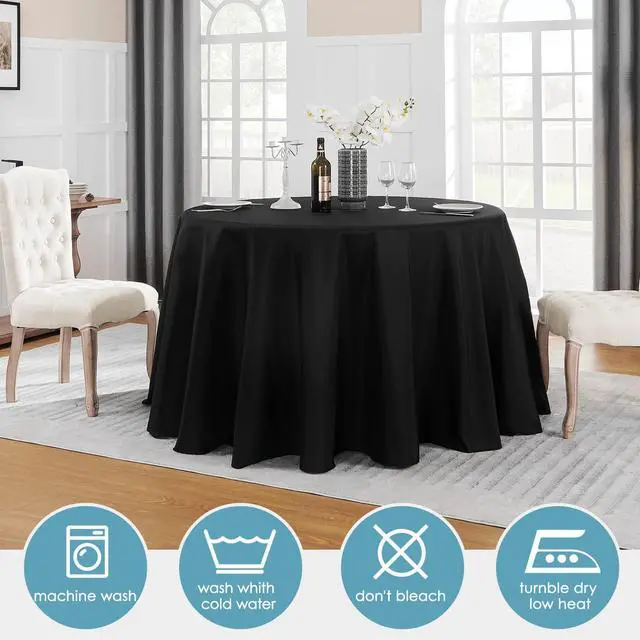 Alt view image 4 of 6 - VidaFete 10 Pack 108inch Round Tablecloth Polyester Table Cloth, Stain Resistant and Wrinkle Polyester Dining Table Cover for Kitchen Dinning Party Wedding Round Tabletop Buffet Decoration(Black)