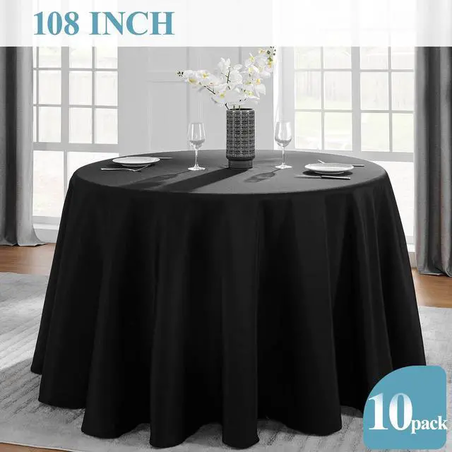 Alt view image 5 of 6 - VidaFete 10 Pack 108inch Round Tablecloth Polyester Table Cloth, Stain Resistant and Wrinkle Polyester Dining Table Cover for Kitchen Dinning Party Wedding Round Tabletop Buffet Decoration(Black)