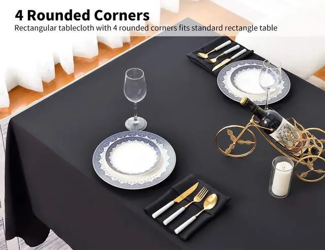 Alt view image 4 of 7 - Surmente 10 Pack Black Tablecloth 90 x 132-inch Rectangular Polyester Table Cloth for Weddings, Banquets, or Restaurants