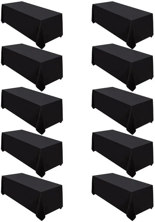 Main image of Surmente 10 Pack Black Tablecloth 90 x 132-inch Rectangular Polyester Table Cloth for Weddings, Banquets, or Restaurants