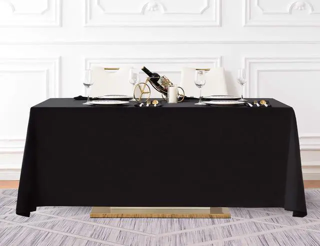 Alt view image 5 of 7 - Surmente 10 Pack Black Tablecloth 90 x 132-inch Rectangular Polyester Table Cloth for Weddings, Banquets, or Restaurants