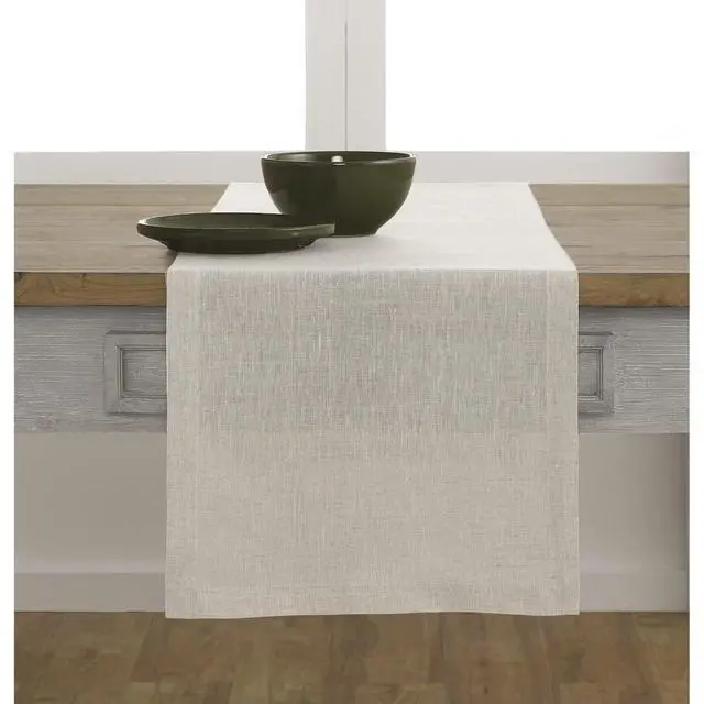 Alt view image 2 of 7 - Solino Home Linen Light Natural Table Runner 156 Inches Long - Athena, 100% Pure Linen Dining Table Runner 14 x 156 Inch for Summer