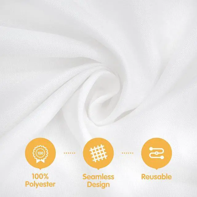 Alt view image 2 of 7 - BRILLMAX 6 Pack White Round Tablecloths 132 Inch for 72 Tables - 150 GSM Polyester Fabric, Floor Length Drop, Water, Stain & Wrinkle Resistant Cloth Cover for Wedding Reception Banquet Dining