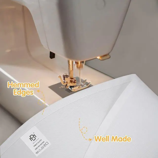 Alt view image 4 of 7 - BRILLMAX 6 Pack White Round Tablecloths 132 Inch for 72 Tables - 150 GSM Polyester Fabric, Floor Length Drop, Water, Stain & Wrinkle Resistant Cloth Cover for Wedding Reception Banquet Dining