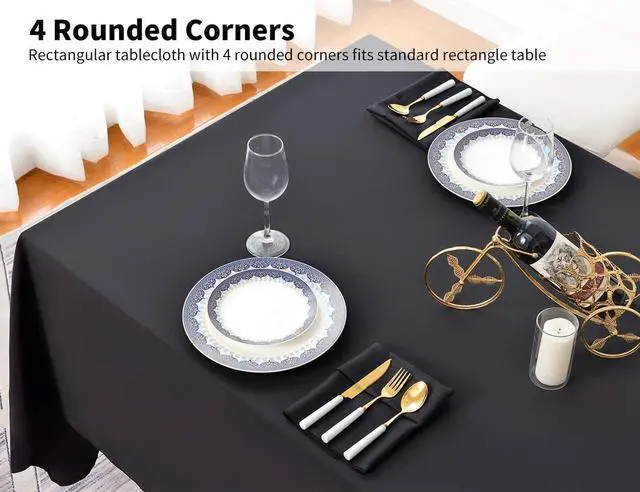 Alt view image 4 of 7 - Surmente 10 Pack Black Tablecloth 90 x 156-inch Rectangular Polyester Table Cloth for Weddings, Banquets, or Restaurants