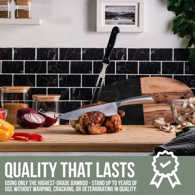 Alt view image 4 of 7 - Gigantic Extra Large Cutting Board for Kitchens 36 x 24 - Heavy Duty Bamboo Chopping Boards Butcher Block Meat & Veg - Large Wooden Gas Stove Top & Countertop (36x24) Giant Noodle and Pasta Board XXXL