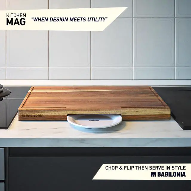 Alt view image 2 of 7 - XXL Acacia Cutting Board for Kitchen 24 x 15 Inch (ExtraThick 1.6") Non Toxic Wood Chopping Board for Meat, Cheese, Wooden Charcuterie Boards with Handle, Hardwood Butcher Block (Oil & Plate Included)