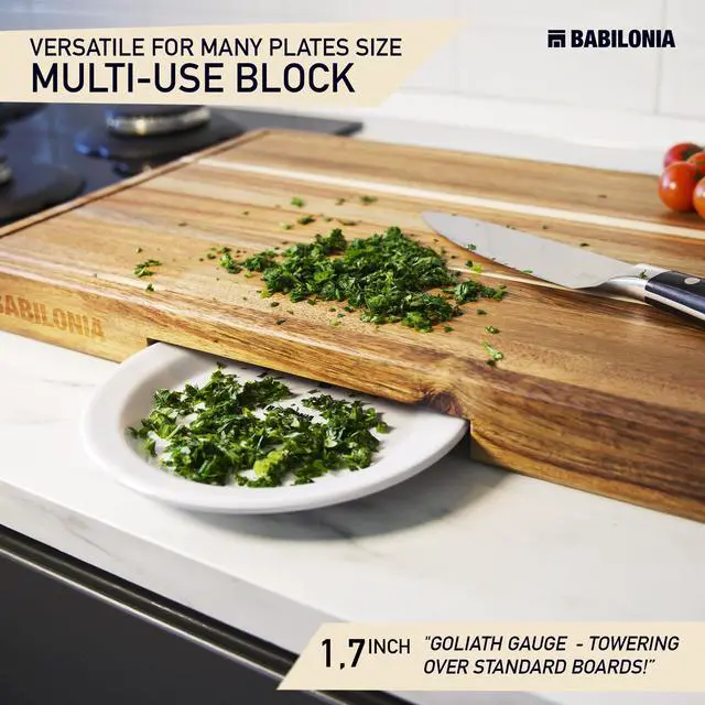 Alt view image 3 of 7 - XXL Acacia Cutting Board for Kitchen 24 x 15 Inch (ExtraThick 1.6") Non Toxic Wood Chopping Board for Meat, Cheese, Wooden Charcuterie Boards with Handle, Hardwood Butcher Block (Oil & Plate Included)