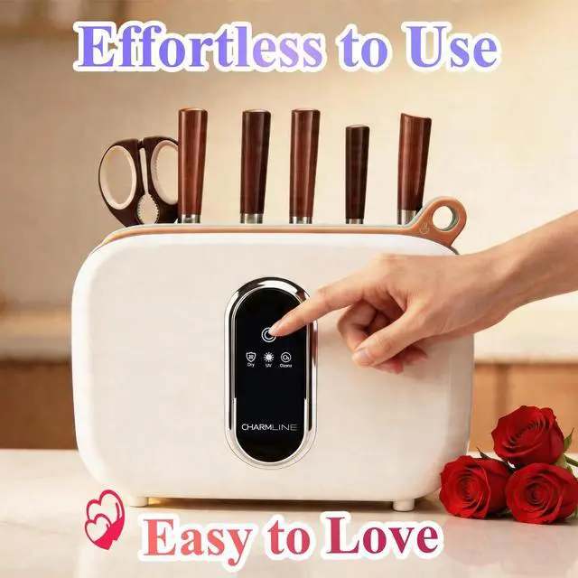 Alt view image 5 of 7 - Charmline Smart Cutting Board and Knife Set with Holder, Self-Cleaning & Drying, Space-Saving Kitchen Organizer, Practical Gift for Mom, Dad, Housewarming, Birthday & Christmas