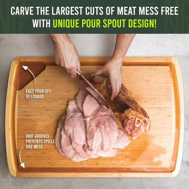 Alt view image 4 of 7 - GREENER CHEF 36 x 24 Inch Extra Large Bamboo Cutting Board with Lifetime Replacements 4XL Butcher Block, Oversized Carving & Charcuterie Board, Stovetop Cover for Kitchen Counter Space